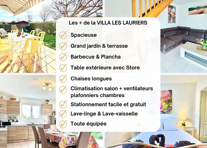 Semesterbostad Les Lauriers -3 Chambres, Climatisation, Terrasse, Jardin, Bbq & Plancha- Sudsejourconciergerie Elne